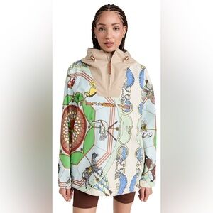Tory Burch Printed Half-zip Anorak In Blue Carousel Anorak, sz small